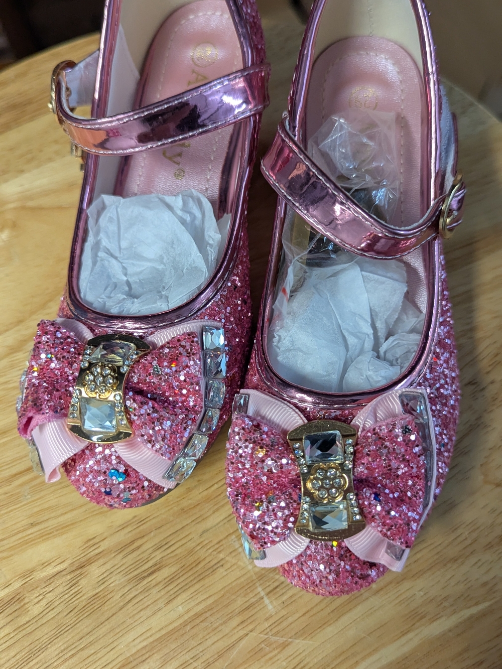 Ami Pink Glitter Bow Mary Jane Dress Shoes